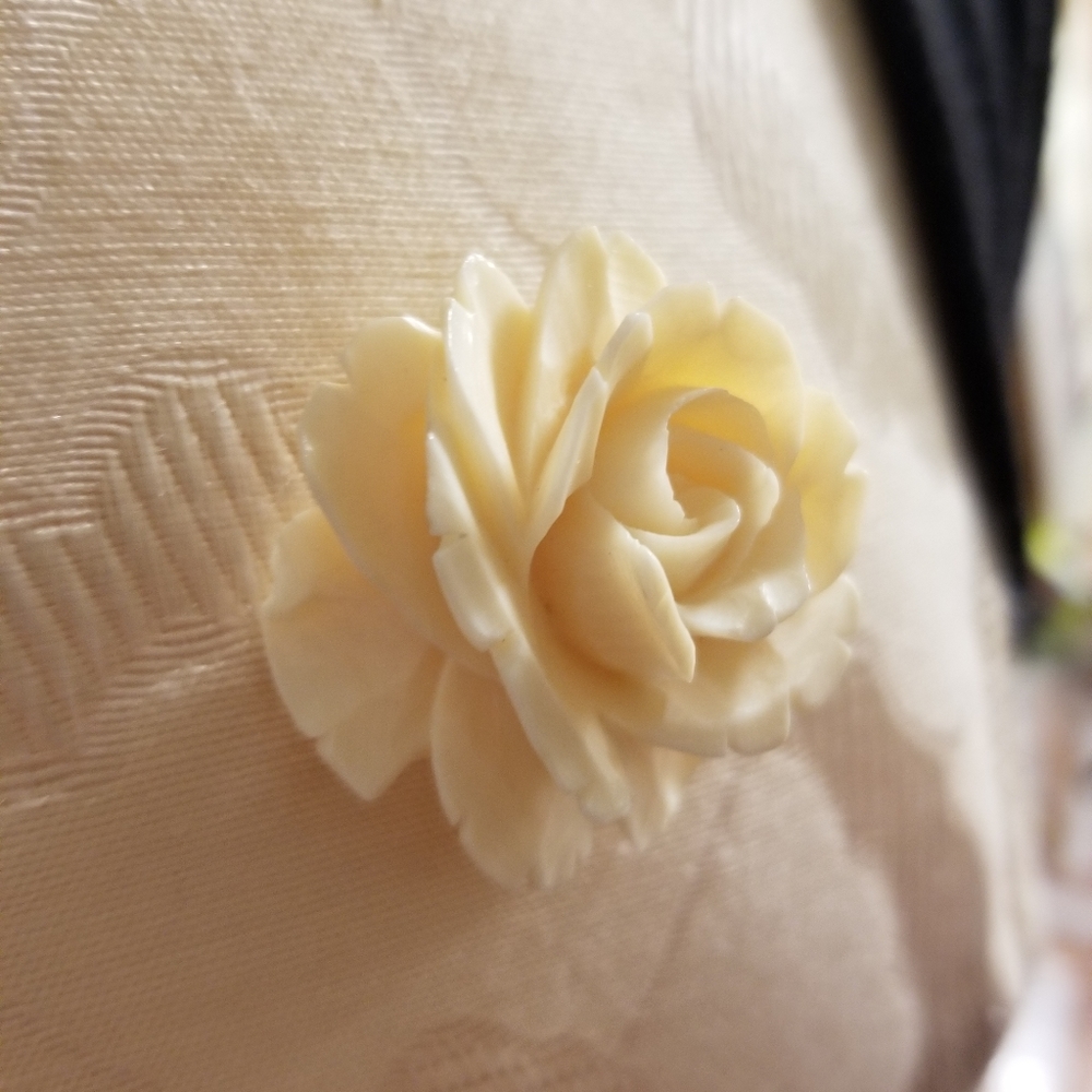 Vintage D'Orlan Ivory Coloured Rose Brooch